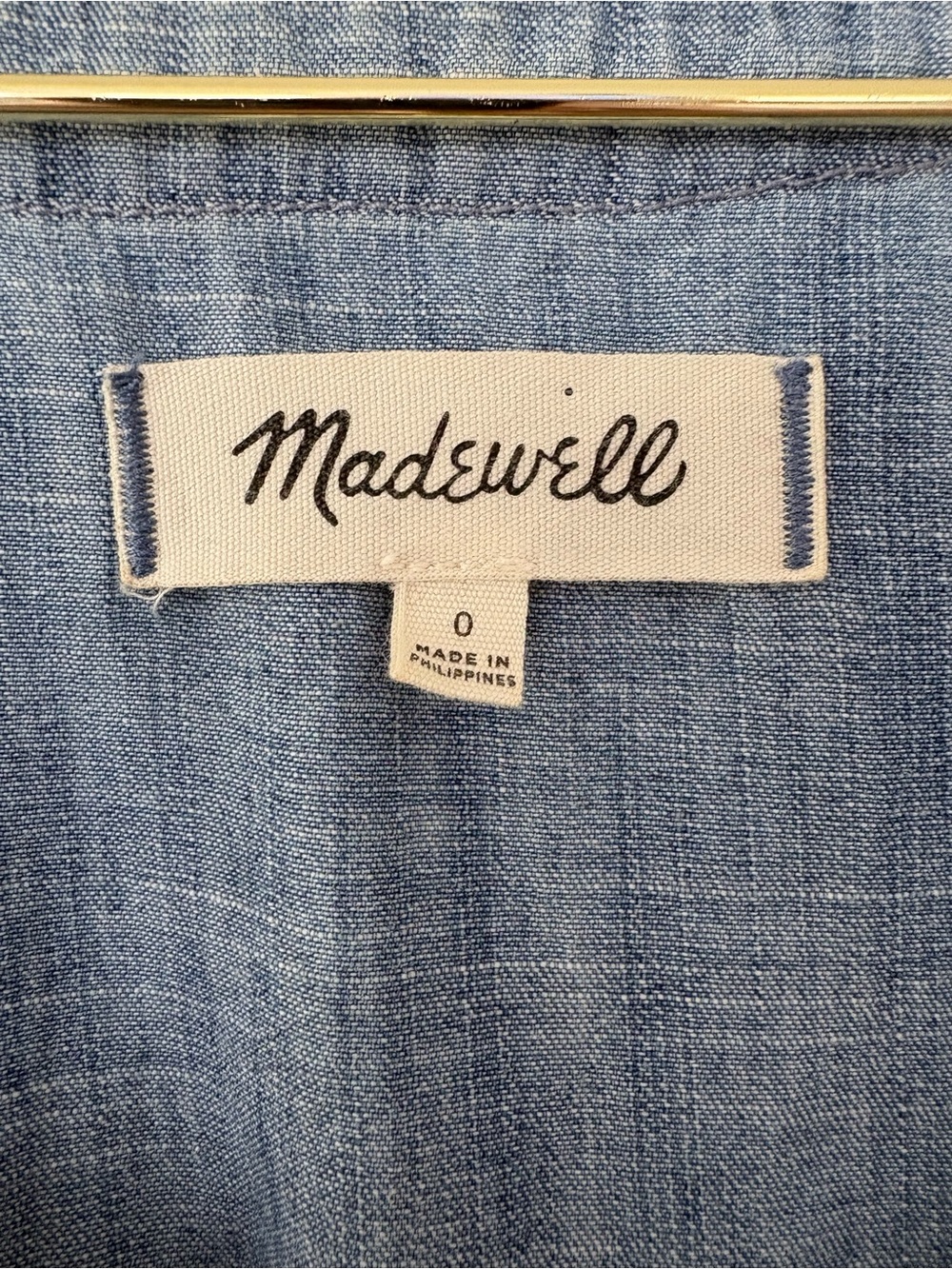 Madewell Chambray Button Front Mini Dress Puff Sleeve Size 0 - Picture 2 of 4